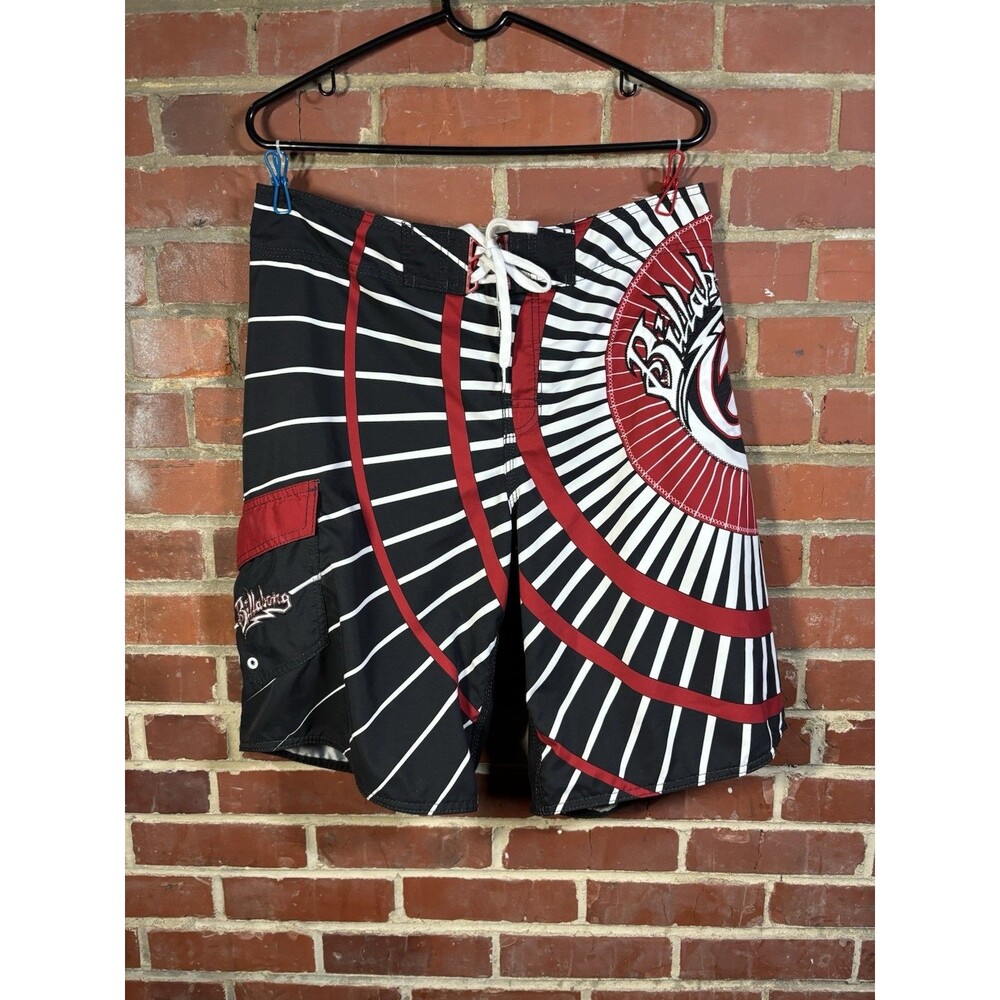 Vintage Y2k Billabong Red/Black Rising Sun Samurai Boardshorts Surf Mens 34
